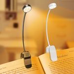 Book Reading Light 2 Packs Rechargeable Portable, Eye Care 10 LED Lamp for Reading in Bed - Adjustable Brightness, 3 Color Temperatures 30+ Hours Runtime, Perfect Gifts for Book Lovers, White & Black