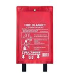 BML Fire Blanket 1m x 1m, Large Soft Case, Quick Unfolding with Loops, Safety Fire Blanket for Home Kitchen Caravan Car (1)