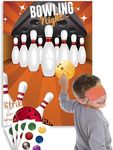 Bowling Game, Pin the Bowling Ball Pin the Tail Bowling Games. Bowling Party Favors, Big Size Poster. Elastic Blindfolds, Stickers Edge Cut for Bowling Party Decorations.