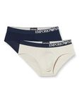 Emporio Armani Men's Eco Soft Touch Bamboo Viscose 2pack Brief, Nude/Marine, M (Pack of 2)