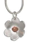 Handmade Silver Flower Pendant with Copper -UK Delivery and Gift Bag, Wrapped Jewellery by Lesley