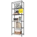 HOMEFORT 6-Tier Wire Shelving, 6 Shelves Unit Metal Storage Rack, Durable Organizer, Perfect for Pantry Closet Kitchen Laundry Organization (Black)