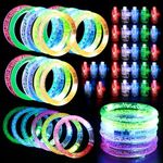 60Pack LED Toys,30 bracelets 30 Finger Lights Light Up Toys Neon Party Favors Glow in The Dark Party Supplies for Gifts Classroom,Carnival Prizes,Pinata Birthday Halloween (60pack led toys)