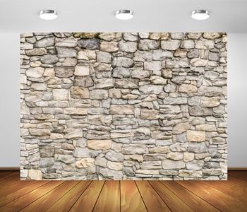 BELECO 7x5ft Fabric Rock Stone Wall Backdrop Vintage Brick Rock Stones Photography Background for Party Decorations Portrait Photoshoot Home Decor Video Conference Studio Photo Props