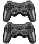 Siomeoar Ps3 Controller 2 Pack Ps3 Controller Wireless with Double Shock for Ps3 Remote Joystick with Charging Cable