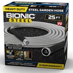 Bionic Steel Metal Garden Hose 25 Ft, Rust Proof 304 Stainless Steel Water Hose with Brass Fittings, Flexible & Heavy Duty Hose, Lightweight, Kink Free, Tuyau Arrosage - 2024 Model