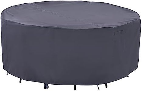 F&J Outdoors Waterproof Garden Furniture Covers Eco-friendly Fabric UV Resistant Fade Resistant for Large/Medium Circle Table with Chairs Set,230cm(90 inch) Dia,Grey