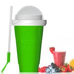 Slushy Cup, TIK Tok Smoothie Cup, Slushy Maker Cup, Double Layers Slushie Cup Portable Quick Frozen Smoothies Squeeze Cooling Cup for Milk & Juices, ICEE Maker Slushy Machine Smoothie Maker (Green)