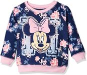 Disney Baby Girls' Minnie Mouse Floral All Over Print French Terry Sweatshirt, Navy, 12 Months