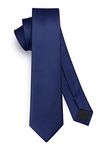 HISDERN Navy Blue Tie Silk Skinny Tie Slim ties For Men Solid NeckTie Classic Formal Tie For Business Wedding(6cm)