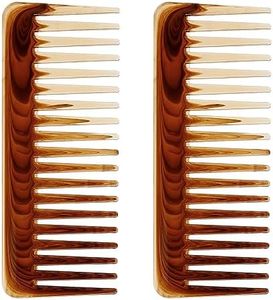 Large Detangling Comb for Curly, Thick Hair - 2PCS Wide Tooth Shower Combs, No Handle, Brown