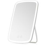 NEZZOE Lighted Makeup Mirror, Portable Mirror with Lights, 1500mAh Rechargeable Vanity Mirror with 3 Colors and Brightness Adjustable