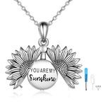 URONE You are My Sunshine Urn Necklace for Ashes Sterling Silver Sunflower Pendant Necklace for Women Memories Keepsakes Cremation Jewellery