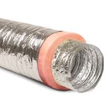 16" Inch Flexible Aluminum Ducting Hose Insulated R-8.0 Air Duct Pipe for for Heavy Duty HVAC & Exhaust Ductwork Insulation - 25' Feet Long