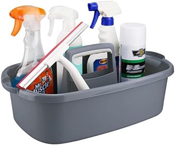 KeFanta Cleaning Supplies Caddy, Cleaning Supply Organizer with Handle, Large Plastic Bucket, Portable Shower Basket Tote, Gray