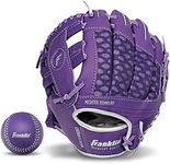 Franklin Sports Teeball Glove and Ball Set - Meshtek Teeball Glove and Foam Baseball - Purple/Silver - 9.5" Left Hand Throw, Purple/Chrome, (Model: 22809L)