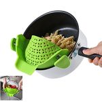 Clip on Strainer, Pasta Strainers, Amorbase Adjustable Silicone Snap Colander Kitchen Gadgets for All Pots Pans Bowls, Draining Noodles Greace - Green