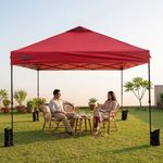 Ugaoo 10x10 Pop-Up Gazebo/Canopy- Tent with One Push Setup | Easy Outdoor Sun Shade for Events, Parties, Camping | Gazebo with STO-N-Go Cover Bag | Silver Coated Top (Red)