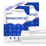 INNOVIO 2 Pack Disposable Bed Sheets for Travel, Disposable Bedding Set with 2 Bed Sheet 2 Quilt Cover and 4 Pillowcase, Portable Bedspread for Travel Hotel Camping Overnight Stay