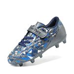 DREAM PAIRS Boys Girls Soccer Cleats Youth Firm Groud Football Shoes,Size 5 Big Kid,Dark Grey/Royal Blue-Qh,SDSO2307K