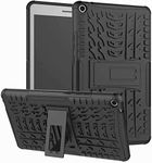 MoreFit Hybrid Armor Back Cover Case with Kickstand Wheel Pattern for Huawei Mediapad T3 8-Inch (KOB-L09 / KOB-W09) - Black