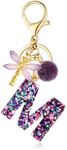 SELOVO Initial M Purple Keyring Letter Alphabet Charm Key Chain