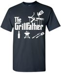 The Grillfather Funny T-Shirt BBQ Meat Grill Cooking Joke Tee Gifts for Dad Grandpa Men T Shirt, Navy, 3X-Large