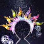 DRESBE Light Up Headband LED Fire Headbands Flame Hair Hoop Party Prom Rave Hair Accessories for Women (Colorful Light)