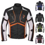 HWK Motorcycle Jacket for Men and Women Scorpion with Cordura Fabric for Enduro Motorbike Riding and Armor Foam Padding for Impact Protection, Dual Sport Motorcycle Jacket - Orange, Medium