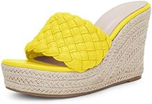 Ermonn Womens Platform Wedge Sandals Espadrilles Braided Open Toe Slip On Summer Mule High Heels