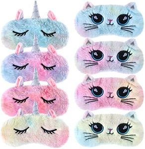 8 Pcs Cute Eye Mask for Sleeping Sleep Mask for Kids Soft Lightweight Plush Blindfold Funny Animal Sleeping Mask Cat Unicorn Eye Cover Eye Shade for Kids Girls Women Home Traveling Nap Night