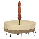 Classic Accessories Veranda Round Patio Table & Chair Set Cover with Umbrella Hole-Durable and Water Resistant Patio Set Cover, Large (55-462-041501-00)