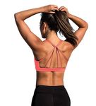 icyzone Womens Sports Bra Strappy Comfy Athletic Yoga Workout Bra with Removable Padded (M, Fusion Coral)