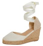 Lora Dora Womens Espadrille Wedge Sandals Ladies Strappy Hessian Wedges Summer Shoes Ankle Tie Leg Straps Nude 6 UK