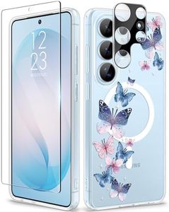 GVIEWIN Compatible with Samsung Galaxy S26 Ultra Case Compatible with MagSafe, Clear Floral Shockproof Protective Women Phone Case, Non-Yellowing, Screen&Camera Lens Protector 6.9", Colorful Butterfly
