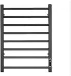 ES BL-8R Heated Towel Rail 8 Round Bars Wall Mounted Towel Rack Bathroom Kitchen Available with Matt Black(Timer) & Polished (Matt Black)