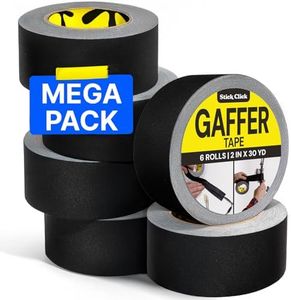 6-Pack Black Gaffers Tape - 2 inch x 30 Yards - Pro Water-Resistant Black Gaff Tape for Cables, Matte, Non-Reflective, Easy Tear by Hand, No Residue, Stage Marking, Photography, Audio, Video Setup
