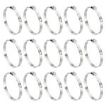 PATIKIL 30 Pack 2 1/8" Cinch Clamp Rings, 304 Stainless Steel 54.3-57.5mm Single Ear Crimp Rings for Tubing Pipe Fitting Connections, Silver Tone