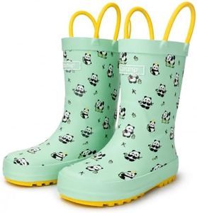 CITISTEP Kids Rain Boots Waterproof Rubber Non-Slip Boys Girls | Toddler Rain Boots Waterproof Natural Rubber Fleece Lining Non Slip Sole Easy On Handles 2 Removable Washable Insoles