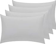 Linens World Pillow Cases 4 pack - Egyptian Cotton 200 Thread Count Pillow Cases/Pillow Protectors, Hotel Quality Fabric & Wrinkle free pillows Cover Pack of 4 (Standard 50x75 cm, Silver)