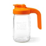 County Line Kitchen Glass Mason Jar Pitcher w/Lid - Wide Mouth, 1 Quart (32 oz) - Heavy Duty, Leak Proof, Sun & Iced Tea Dispenser, Cold Brew Coffee, Breast Milk Storage, Water & More - Sunrise Orange