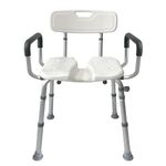 Retaoldth Ergonomical Shower Chair with Back and Arms, Slip Resistant Bath Chair with Adjustable Height, U-Shape Groove Cutout for Private Cleaning, for Handicap, Disabled, Seniors & Elderly