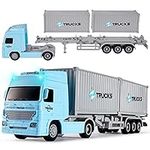 HERSITY Container Transporter Truck Toy 1:50 Scale, Friction Lorry Cars with Lights and Sounds Gifts for 3 4 5 6 Years Old Children Boys Girls