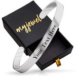 Wow Myjewel Inspirational Silver Metal Stainless Steel Cuff Bangle Bracelet with Mantra Quote for Women