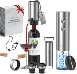 CIRCLE JOY Rechargeable Electric Wine Opener Set 8-in-1 Stainless Steel Automatic Wine Bottle Opener Gift Set w/Electric Wine Aerator Pourer, Foil Cutter, Wine Drip Ring, Vacuum Pump & 2 Wine Stoppers