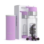 Infusion Pro Fruit Infuser Water Bottle with Straw Lid 24 oz : Flip-Up Straw : Insulated Sleeve & Fruit Infusion Water eBook : Bottom Loading Infuser for More Flavor - Orchid