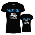 Hangout Hub Women's & Girl's Round Neck T-Shirt Vacation Mode On (Black;Mom M(36);Daughter 10-12Yrs ;) Pack of 2 Family T-Shirts