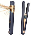 Cordless Hair Straighteners and Curler 2 in 1, 9600 mAh Rechargeable Travel Portable Straightener, Flat Iron Curling Wand with 20 Million Negative Ions, 6 Temperature Adjustable