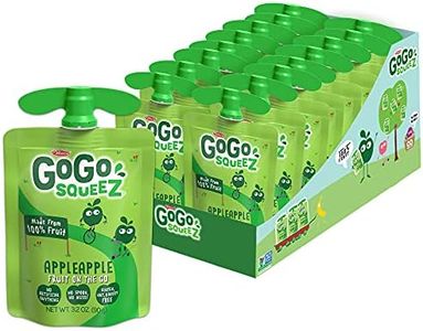 GoGo squeeZ Fruit on the Go, Apple Apple, 3.2 oz (Pack of 18), Unsweetened Fruit Snacks for Kids, Gluten Free, Nut and Dairy Free, Recloseable Cap, BPA Free Pouches