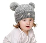 Baby Boys Girls Winter Knit Cap Hat Soft Fleece Velvet Fur Woolen Hat | Skull Beanie Pom Pom Unisex Kids Winter Hat (6 Month to 7 Yrs) Grey